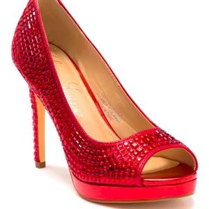 *NEW* Lauren Lorraine Crystal Embellished Peep-Toe Pump